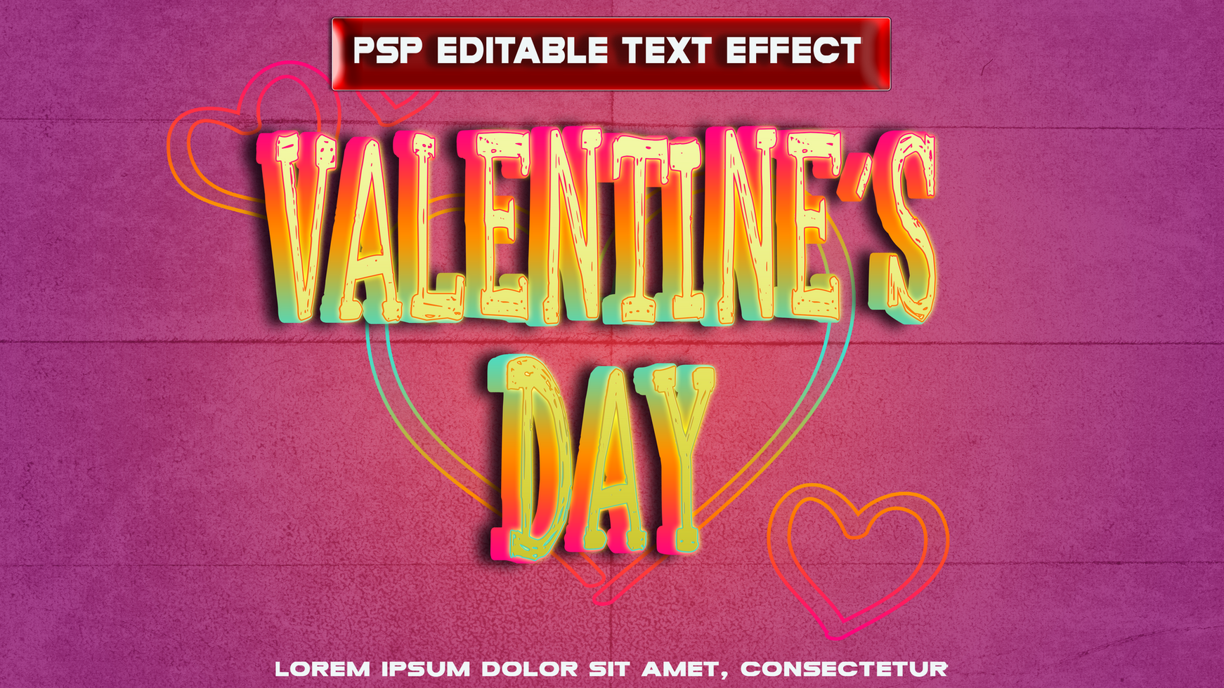 yellow Valentine's Day letters psd