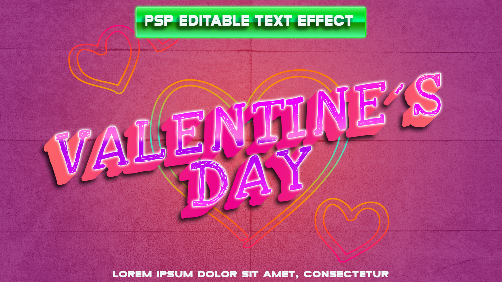pink Valentine's Day letters psd