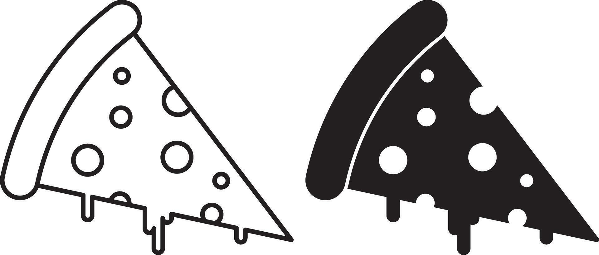 outline silhouette Pizza Slice Icon set vector