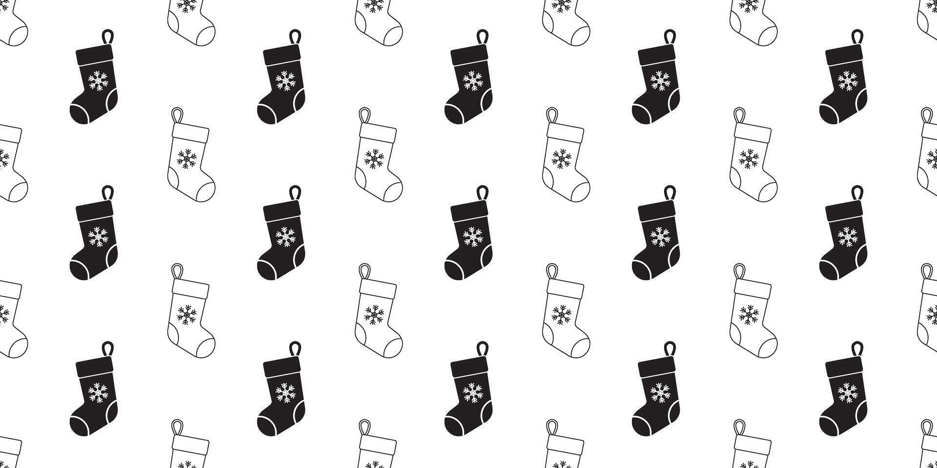 black white christmas stocking seamless pattern vector