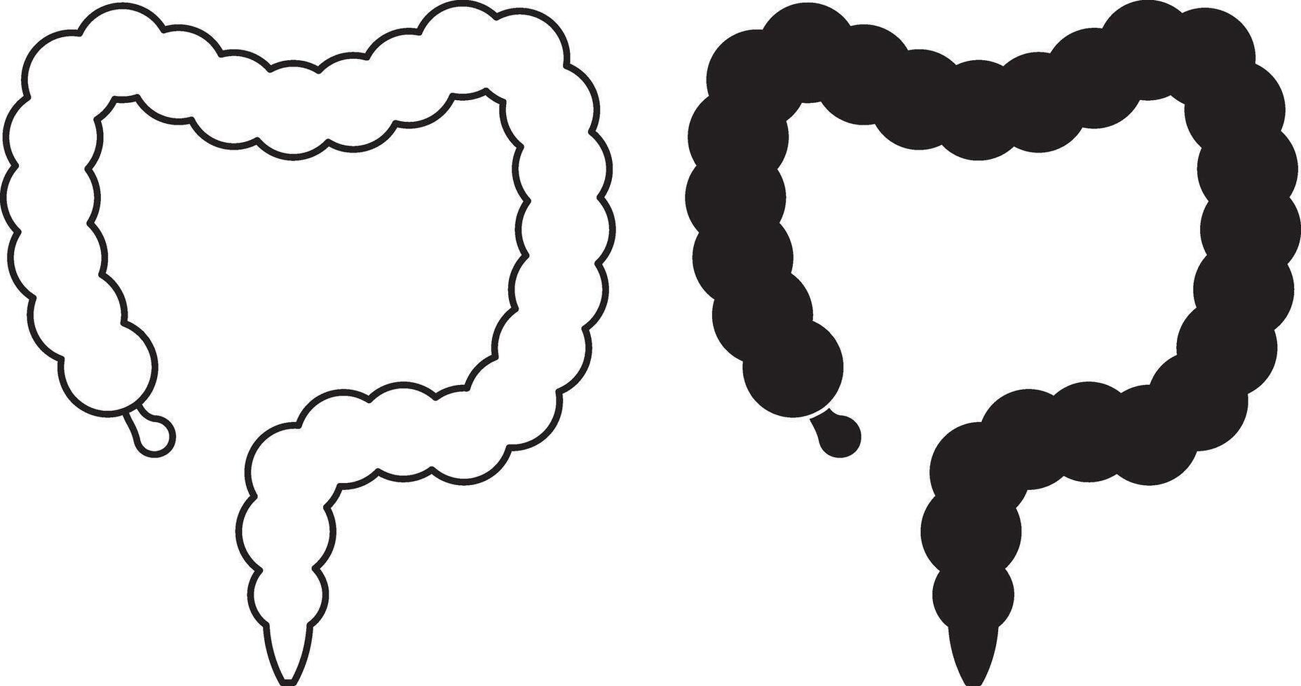 outline silhouette Large intestine icon set vector