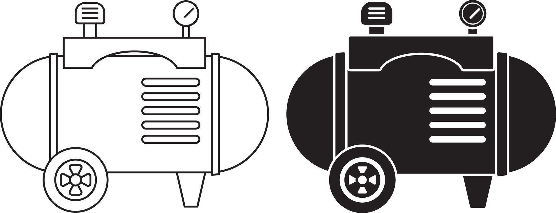 side view Air compressor icon set vector