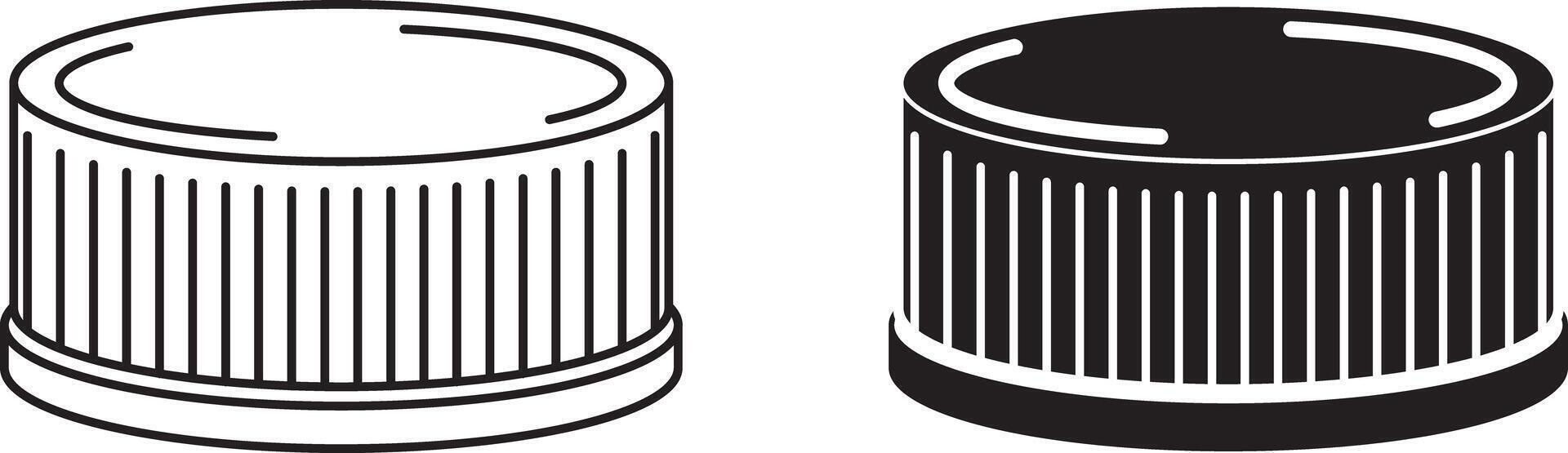 side view Plastic bottle screw cap icon set vector
