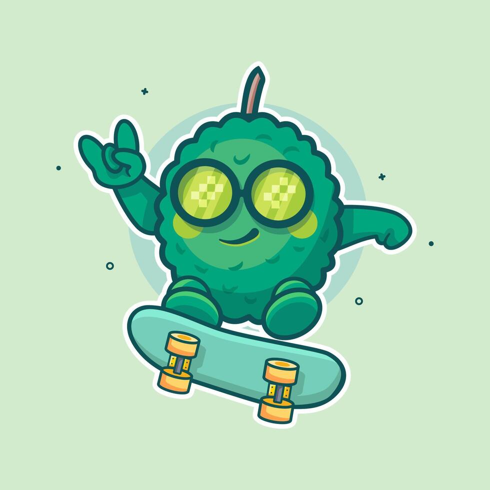 cool durian fruit character mascot playing skateboard isolated cartoon vector