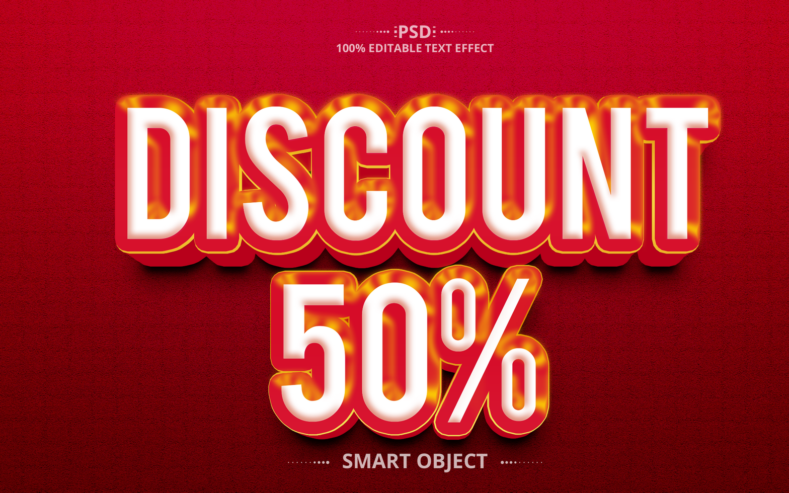 Discount 3D text effect design psd