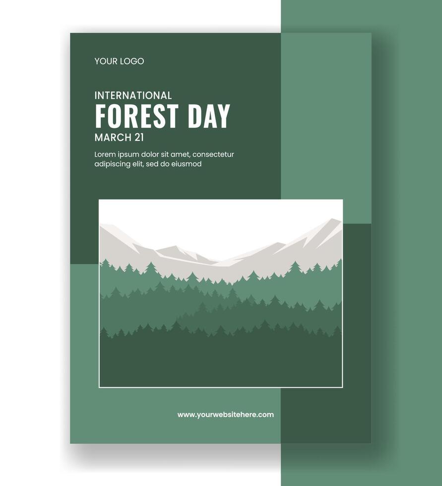 International Forest Day Hand-Drawn Background for Vertical Poster vector