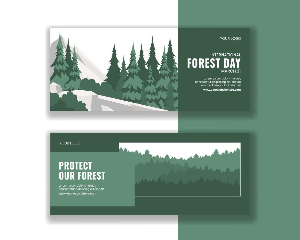 Flat Cartoon Background for International Forest Day Horizontal Banner Design vector
