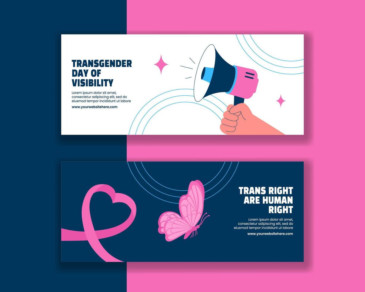 International Transgender Day of Visibility Horizontal Banner with Hand-Drawn Flat Style vector