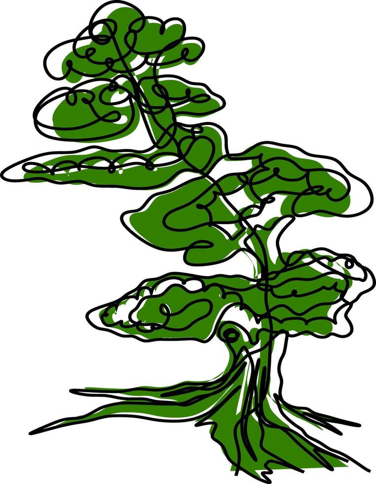 An Illustration of a green splash tree in white frame vector