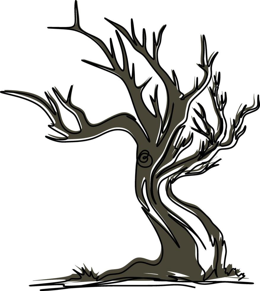 Silhouette of broken and died tree illustration vector