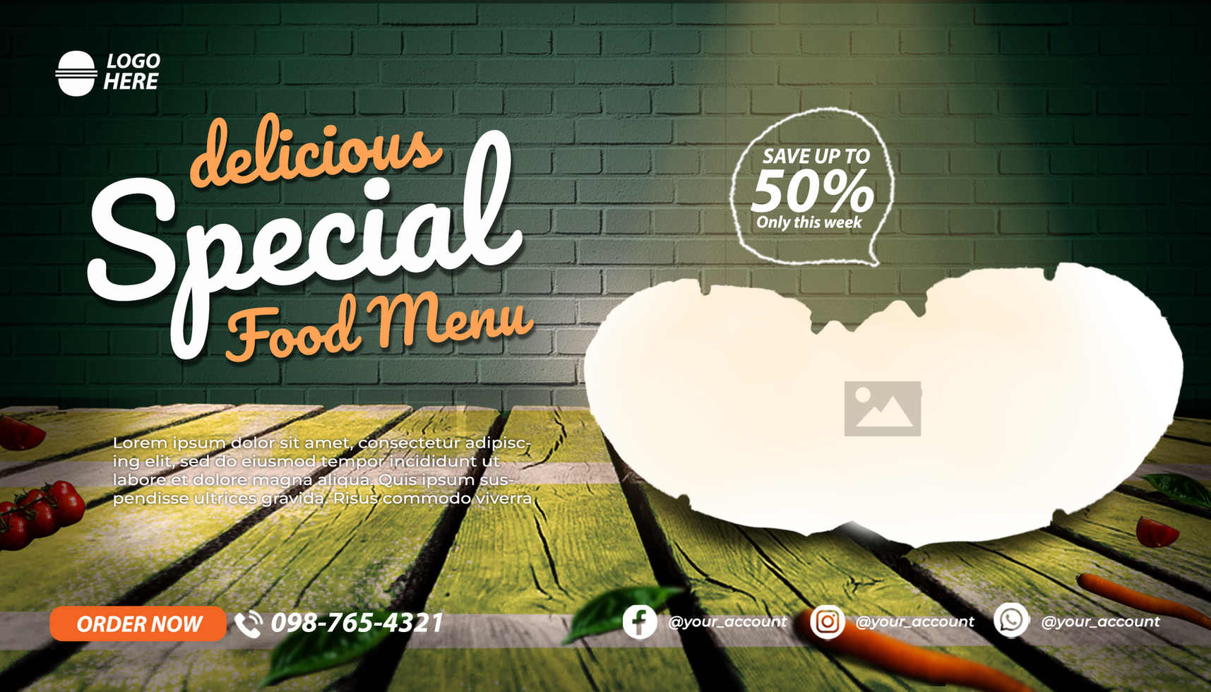 A restaurant menu with a white background and a sign that says special food menu psd