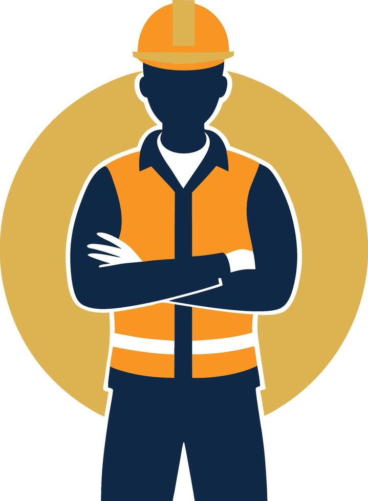 A man in an orange vest and hard hat vector