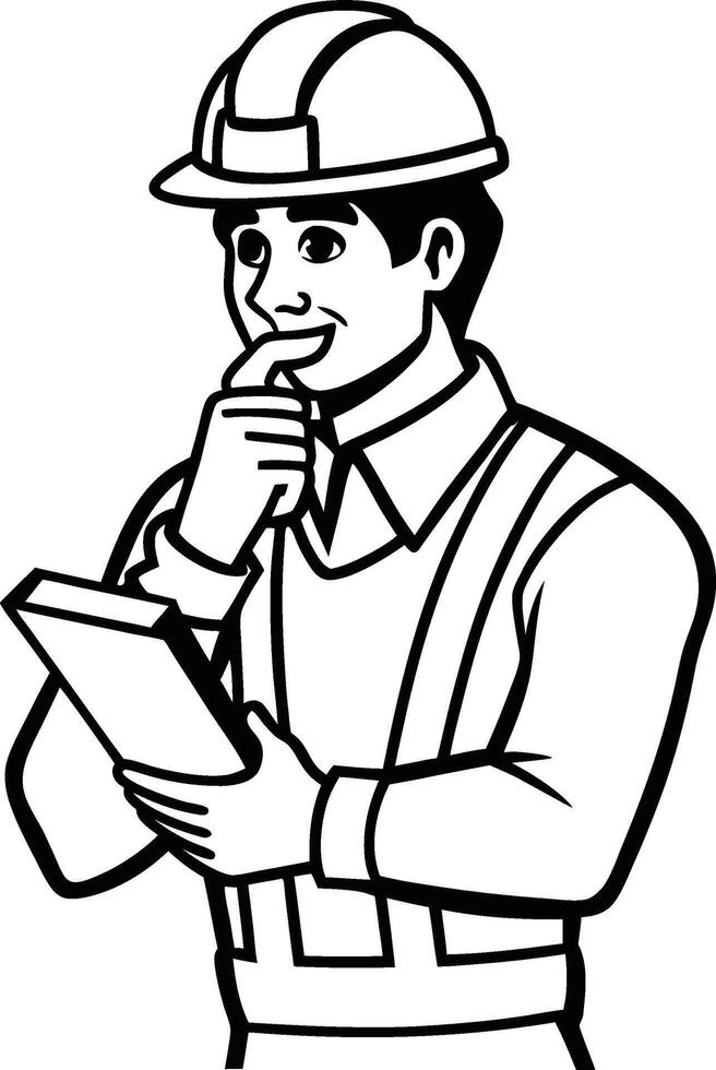 Building Supervisor Holding and Checking Plans vector