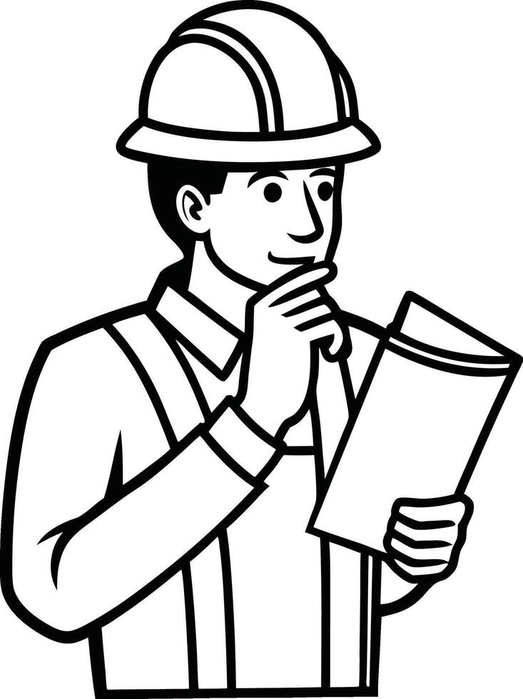 Architect Examining Work Documents with Focus vector