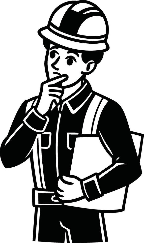 Construction Site Planner Analyzing Work Details vector