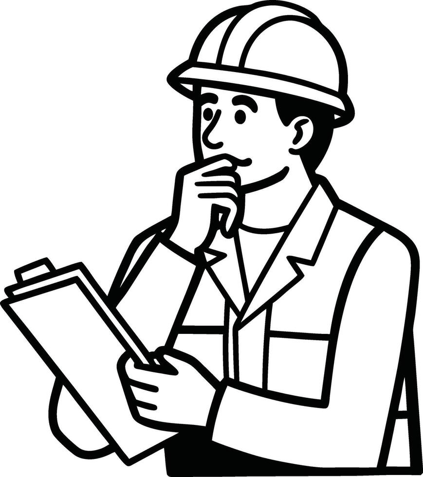 Hard Hat Professional Inspecting Project Papers vector