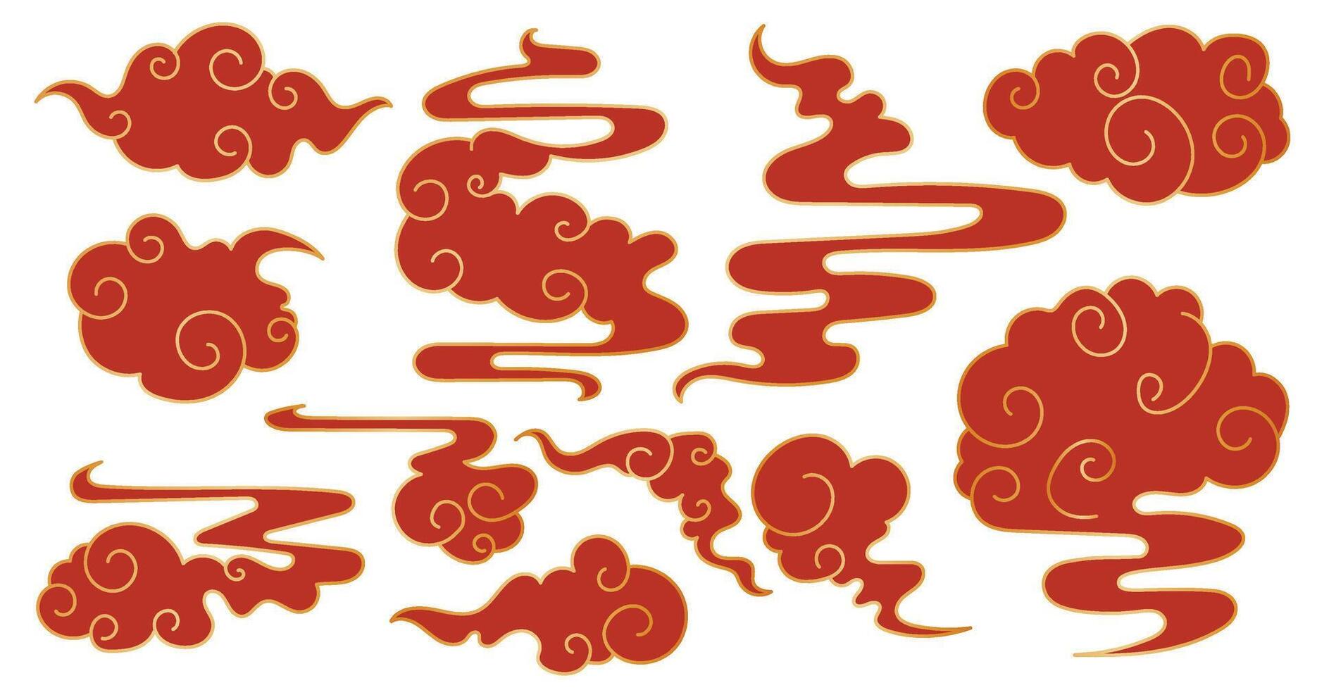 Chinese or Japanese oriental clouds. Asian traditional ornament, decorative element vector