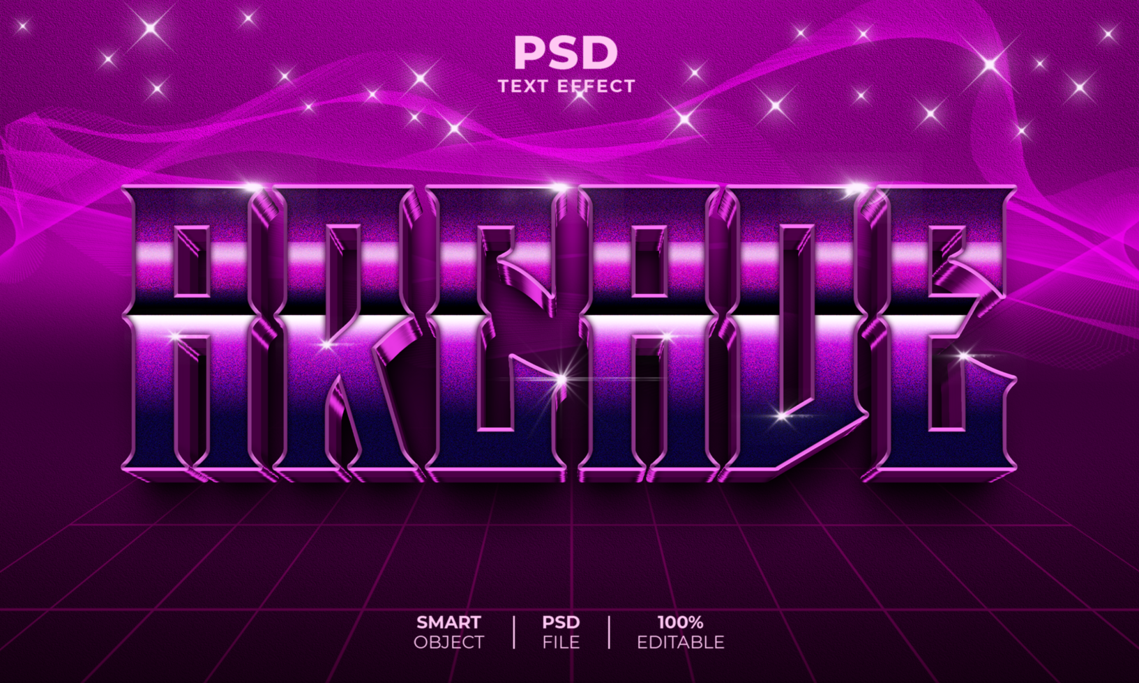 Arcade 3D editable text effect psd