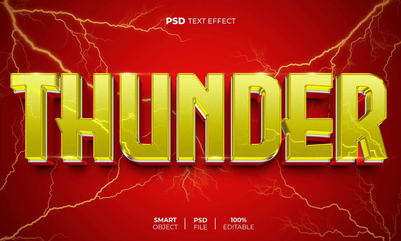 Thunder 3D editable text effect psd