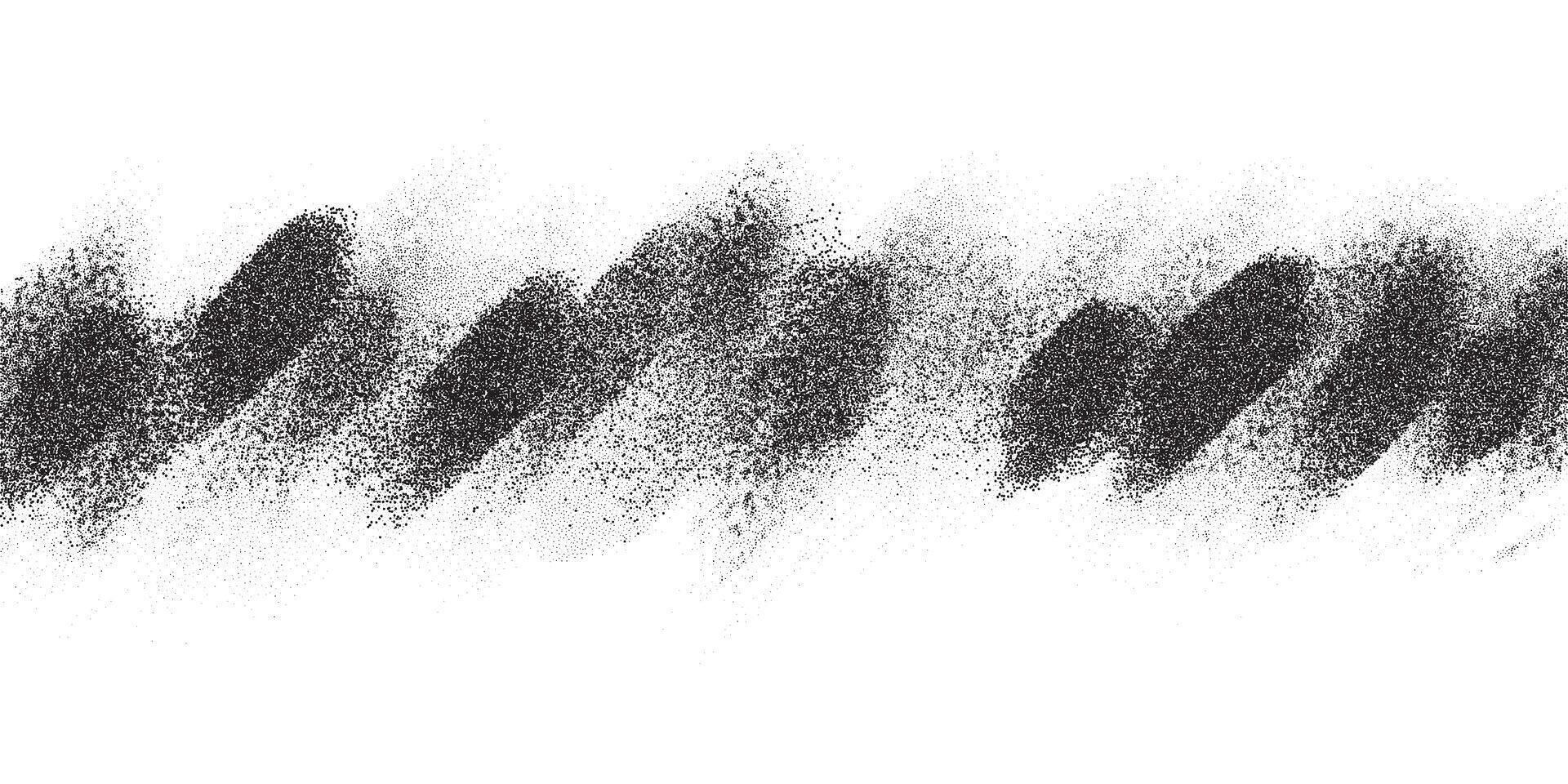 Grainy stipple noise gradient border with spray texture. Grunge stripe background. Dotted swabs with fade effect. Abstract brushed wavy pattern vector