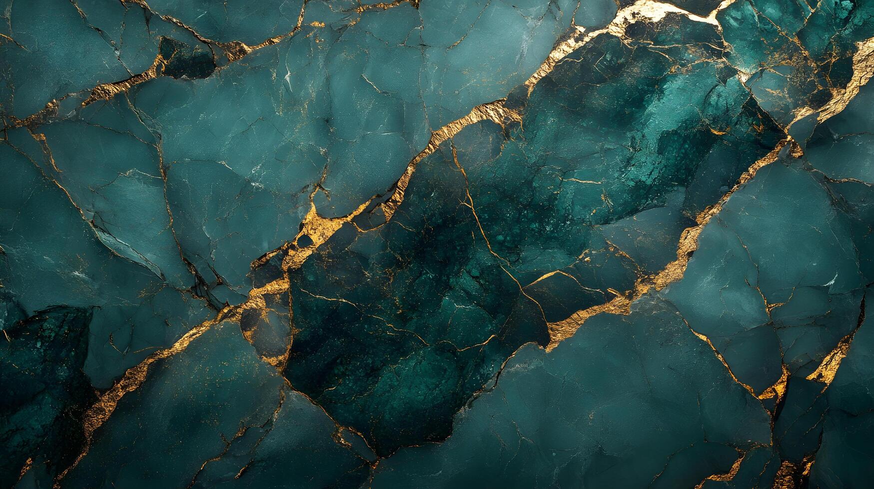 Elegant dark emerald marble pattern with golden veins creates luxury surface texture, showcasing premium natural stone with dramatic metallic accents and polish. highend photo