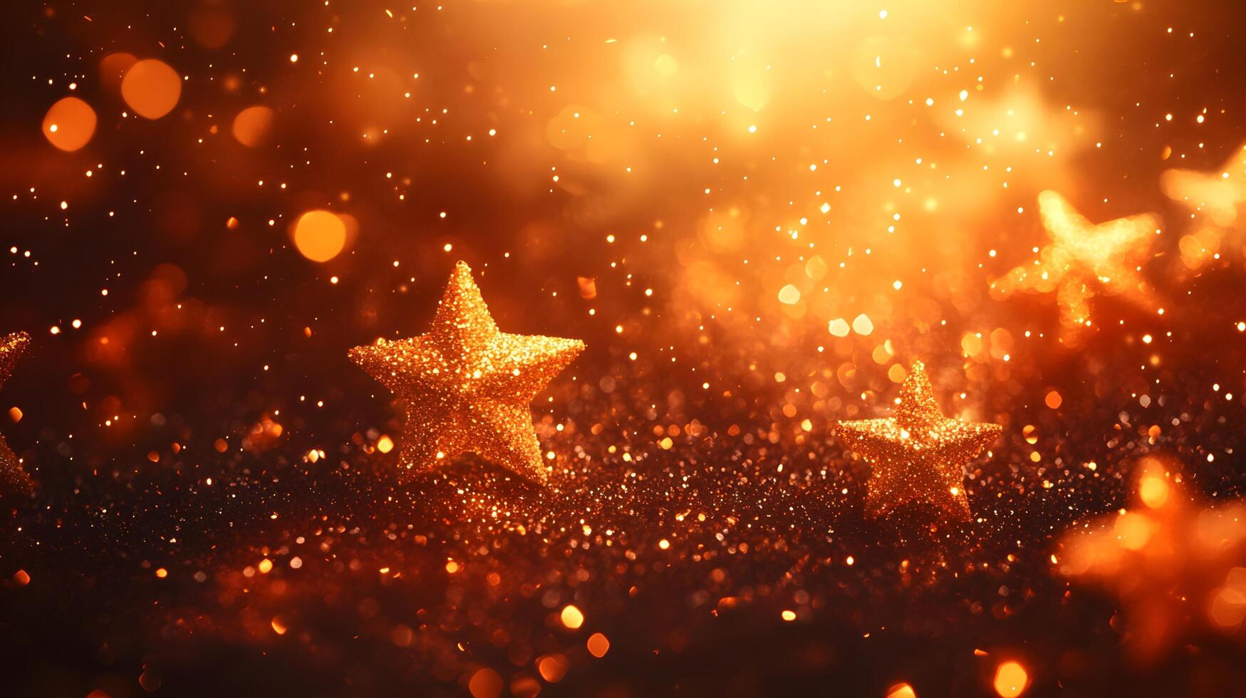 Enchanting star-shaped lights create magical holiday atmosphere with warm golden bokeh, capturing festive spirit in dreamy nighttime illumination. enchanting photo