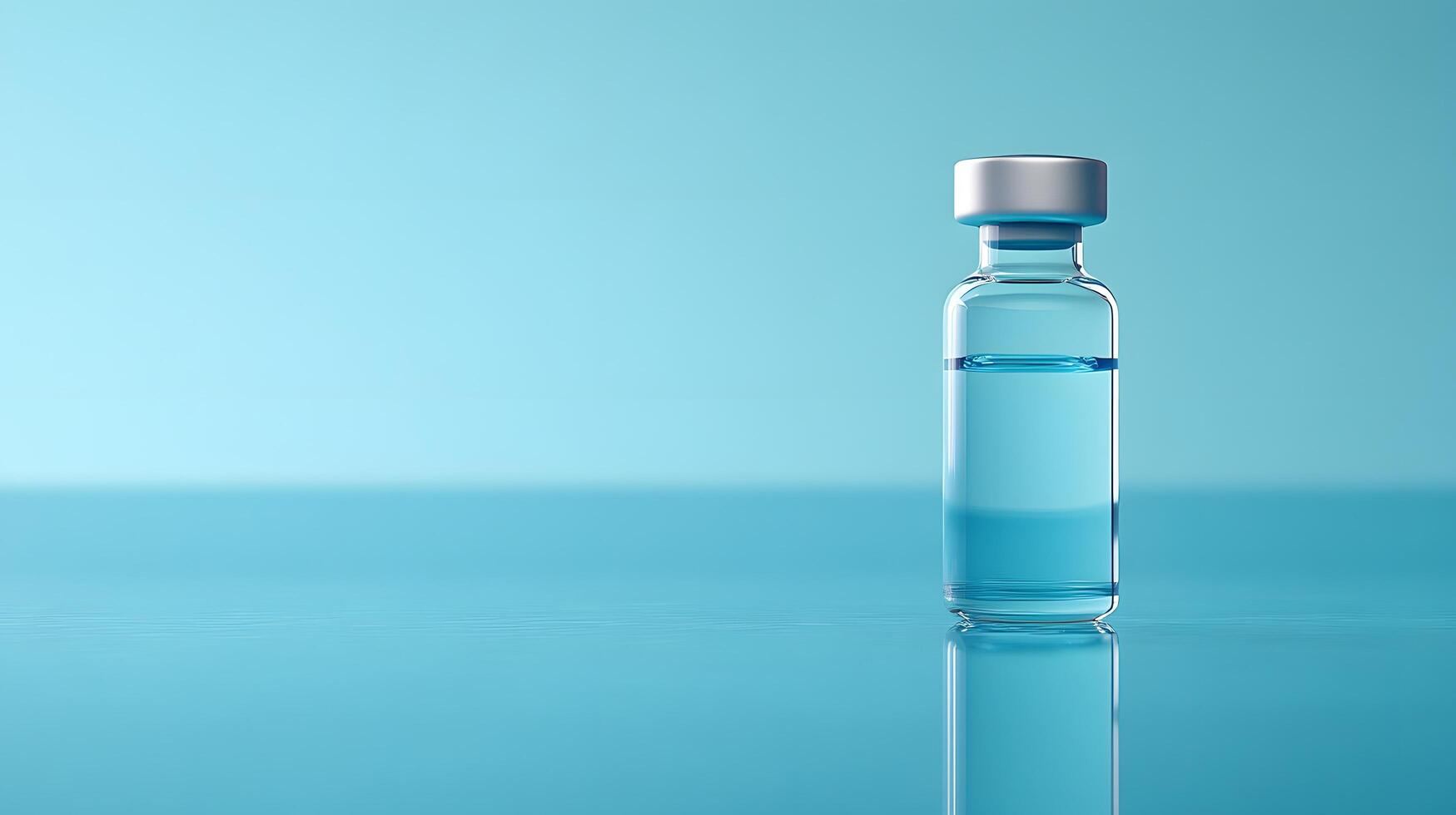 Professional medical still life featuring syringe and vaccine vial against soft blue, emphasizing healthcare precision with dramatic lighting effects. drug photo
