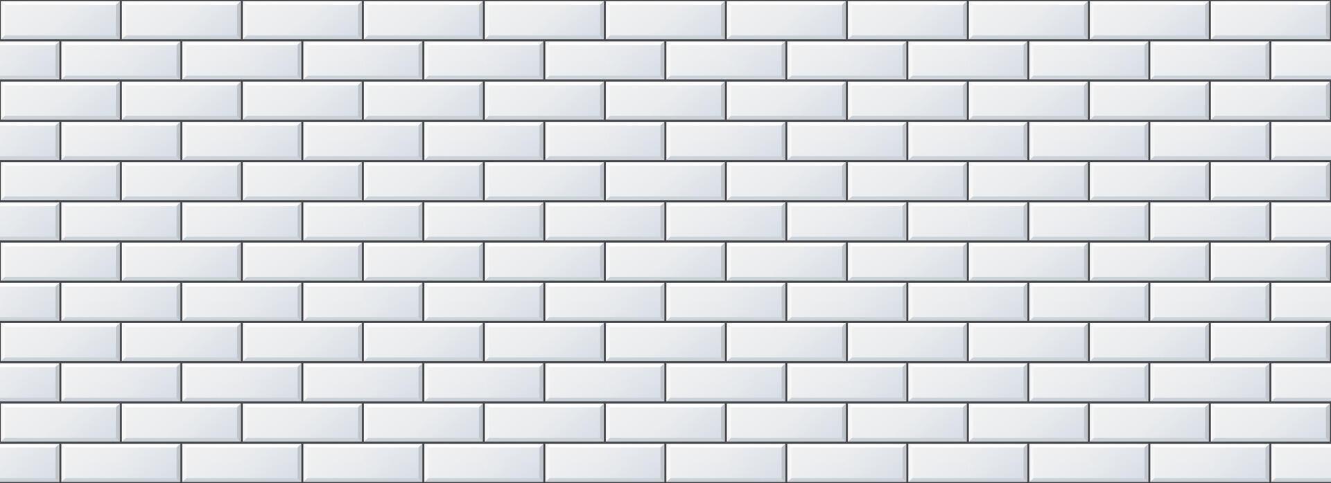 Seamless grey tile pattern. Rectangle ceramic tiled texture for bathroom wall, kitchen floor, pool surface. Repeating white mosaic grid background. Repeated brick backdrop. vector