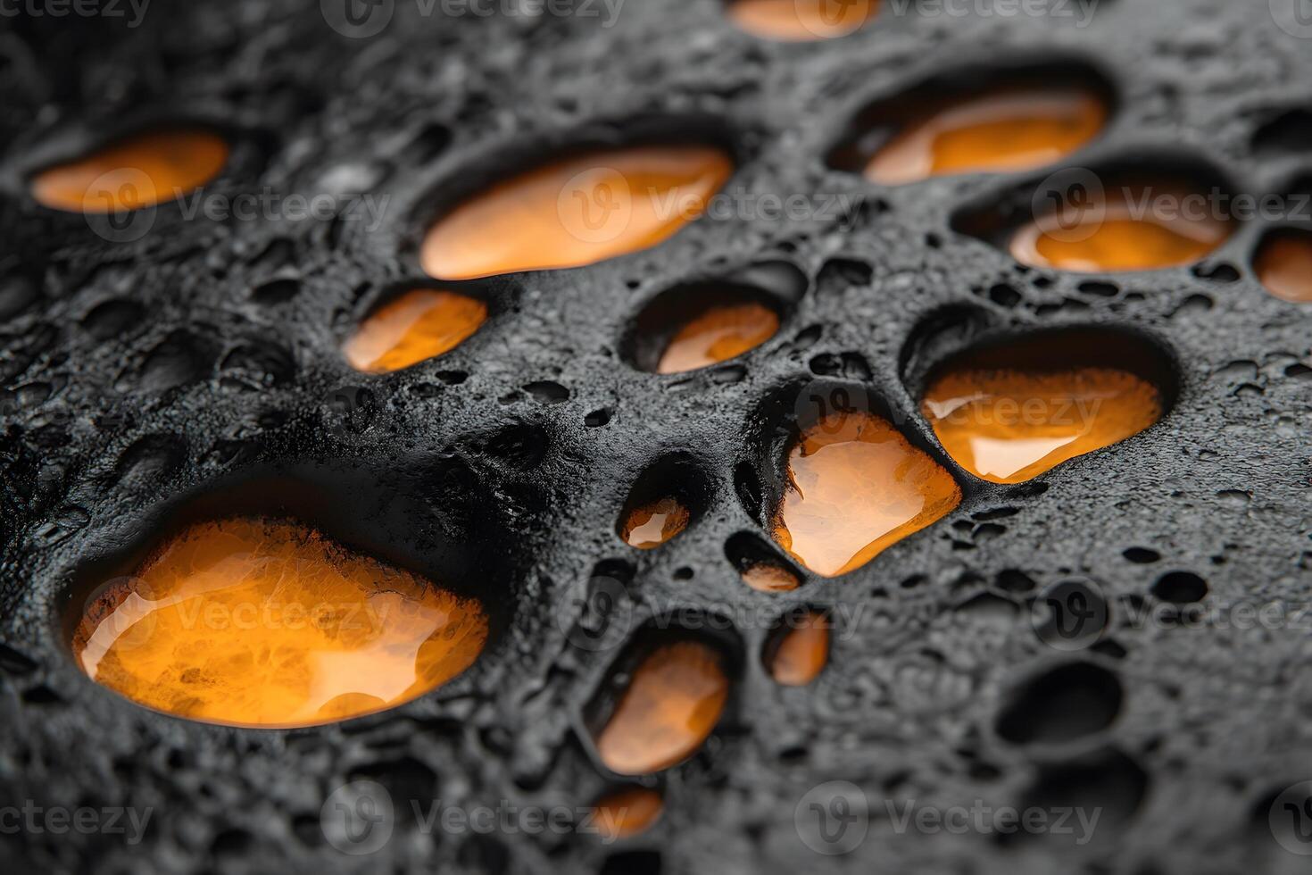 Abstract Molten Lava Texture with Glowing Orange Patches for Artistic Design photo