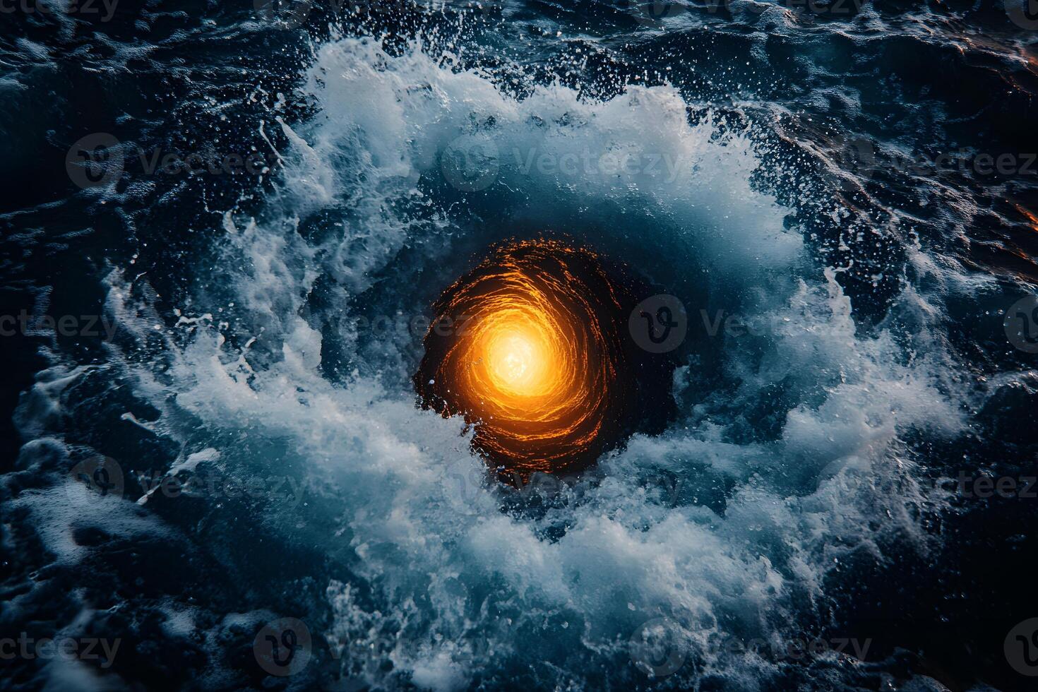 Mystical Ocean Vortex with Fiery Center for Fantasy and Adventure Themes photo