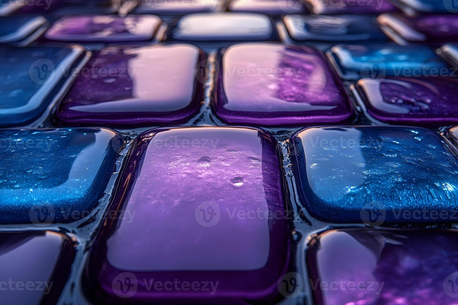 Abstract Geometric Pattern of Glossy Purple and Blue Tiles - Conceptual Background, Generative photo