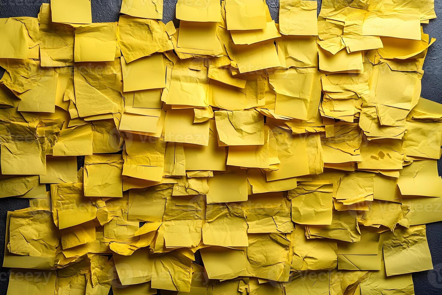 Creative Chaos of Yellow Sticky Notes for Office Inspiration and Design, Generative photo