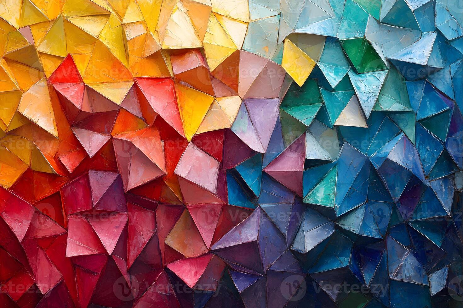 Colorful Abstract Geometric Art Vibrant Triangular Mosaic Design for Decor, Generative photo