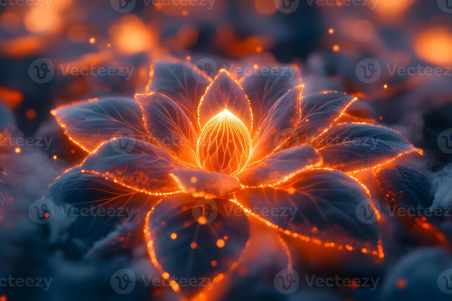 Glowing Lotus Flower Vibrant Nature and Energy Concept for Poster Design photo