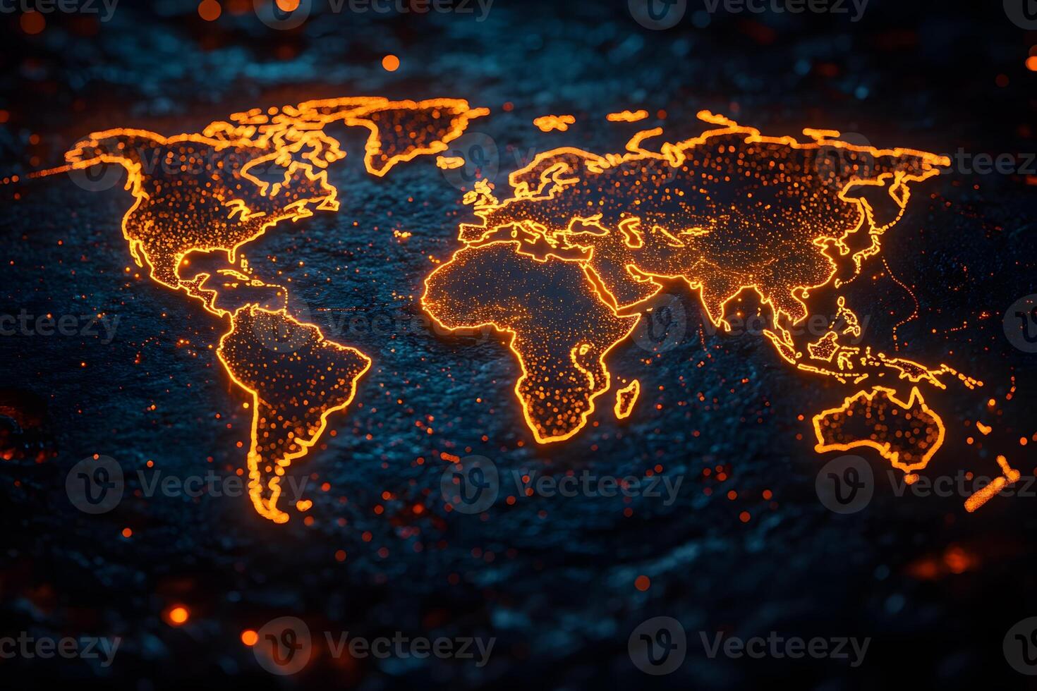 Illuminated World Map Digital Art Highlighting Global Connections for Innovative Design photo