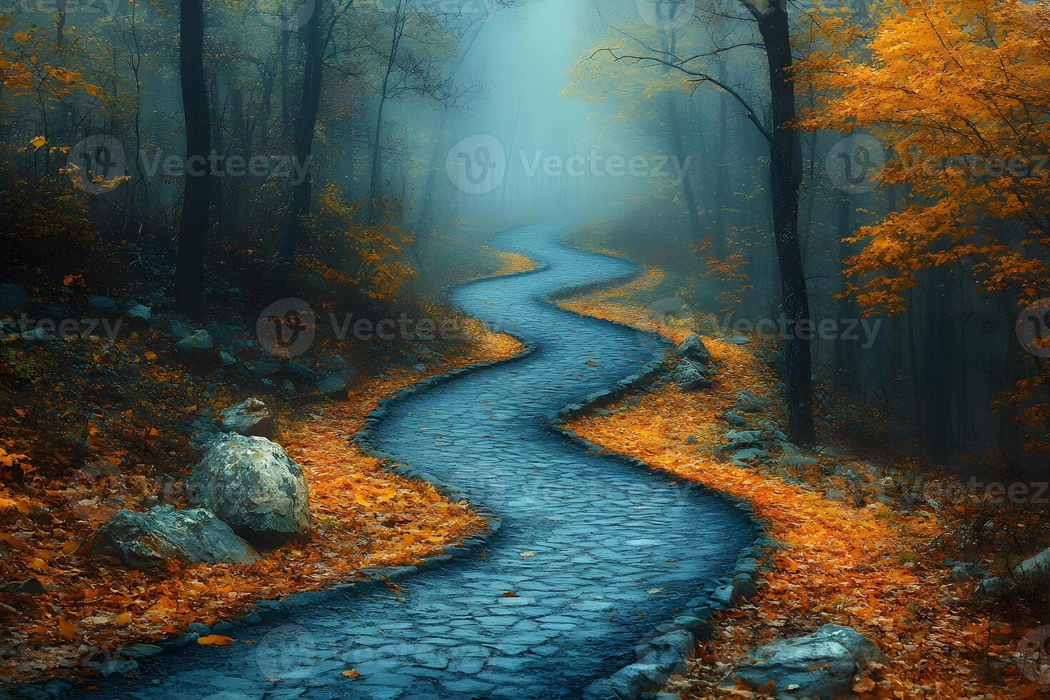 Enchanting Autumn Forest Pathway - Mystical Landscape for Seasonal Inspiration photo