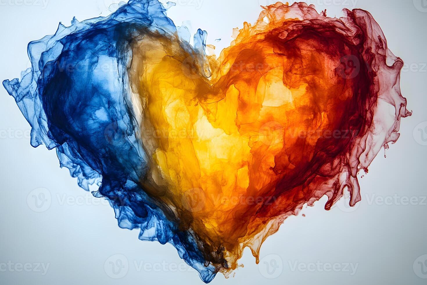 Vibrant Multicolored Heart in Fluid Art - Abstract Expression for Love and Creativity photo