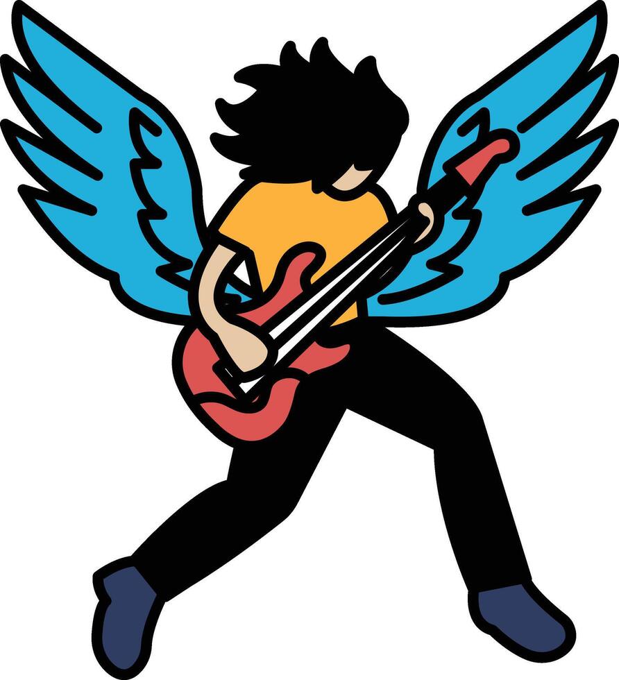 A man with a guitar is shown with wings vector