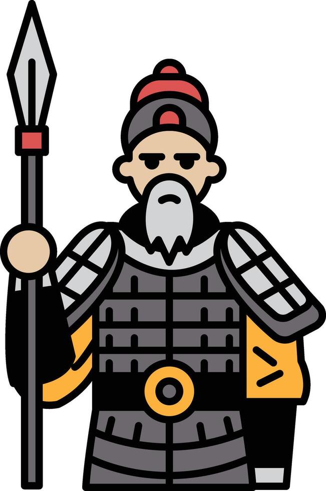 A man with a sword is standing in front of a white background vector