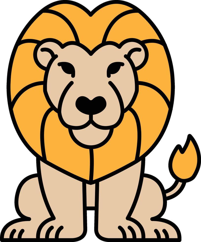 A cartoon lion is sitting on its haunches with its head tilted to the side vector