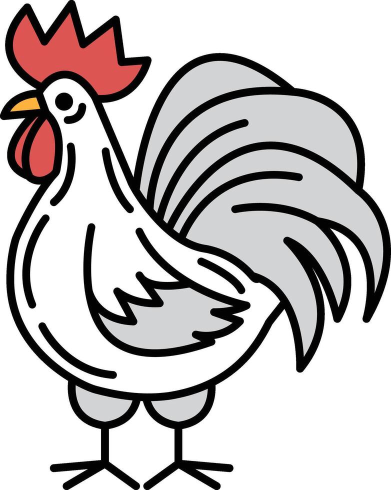 A cartoon rooster with a red beak and a white body vector