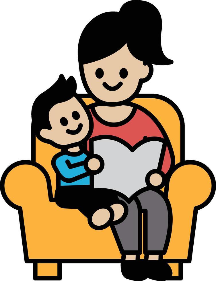 A woman is sitting on a couch with a child vector