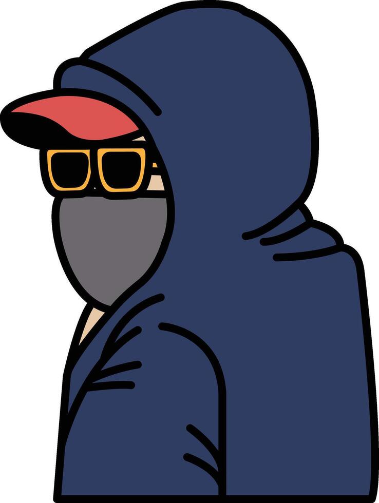 A cartoon character wearing a hoodie and sunglasses vector