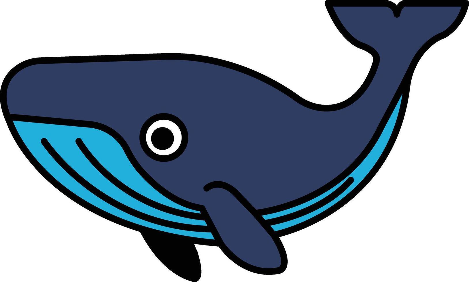 A cartoon whale with a blue tail and a blue fin vector