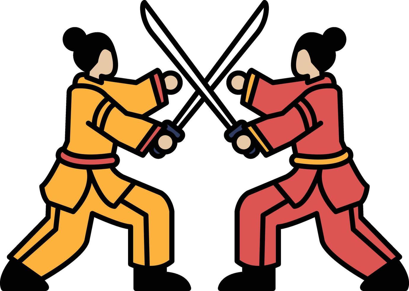 Two people are fighting with swords vector