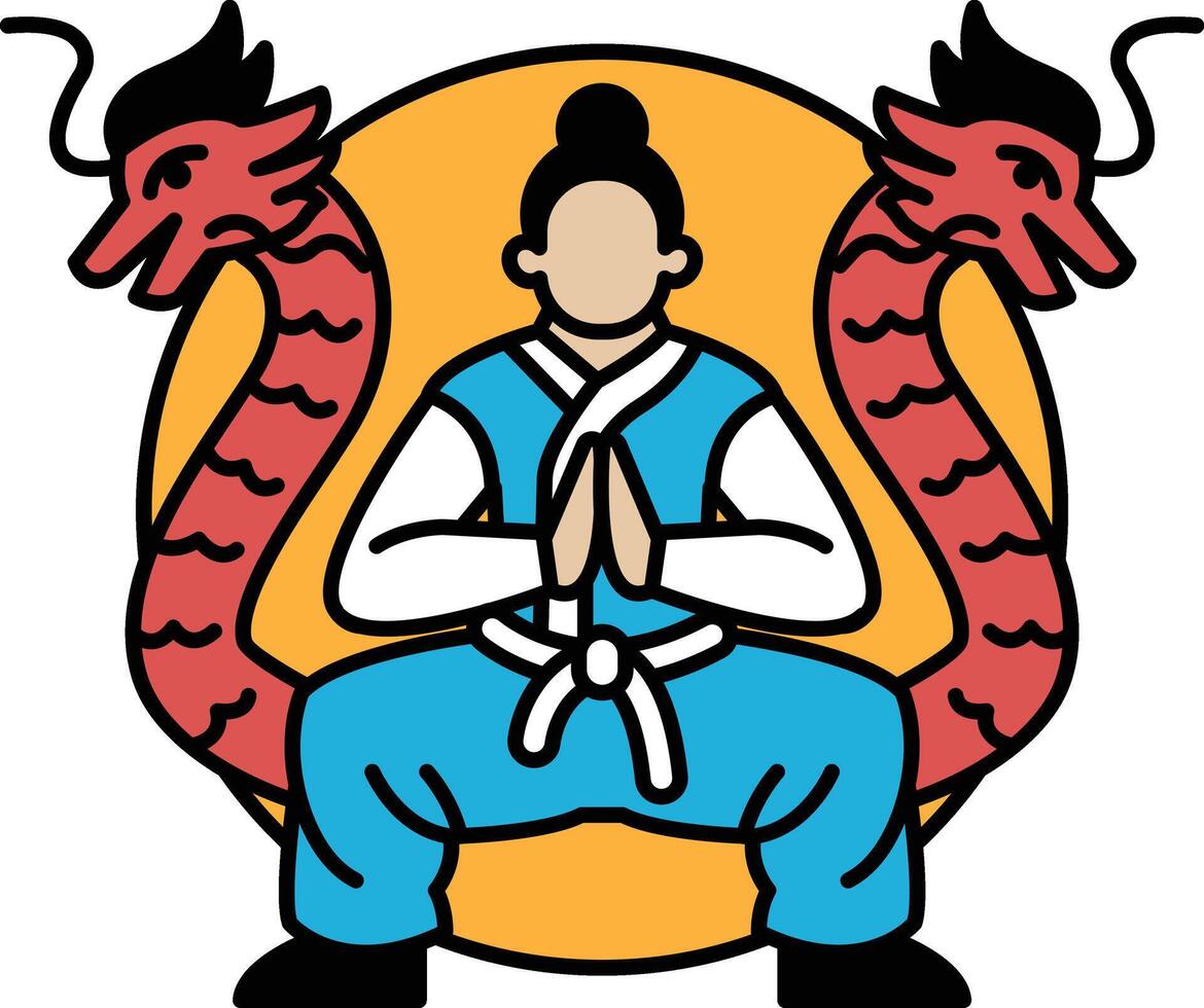 Concept of strength and determination, as the man is practicing martial arts vector