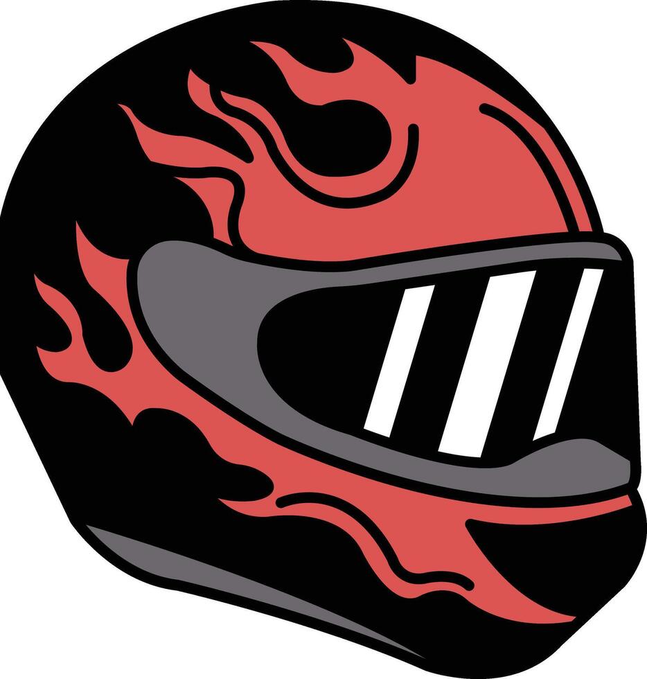 A helmet with flames on it vector