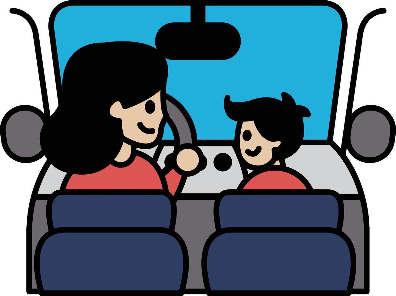 A woman and a child are in a car vector