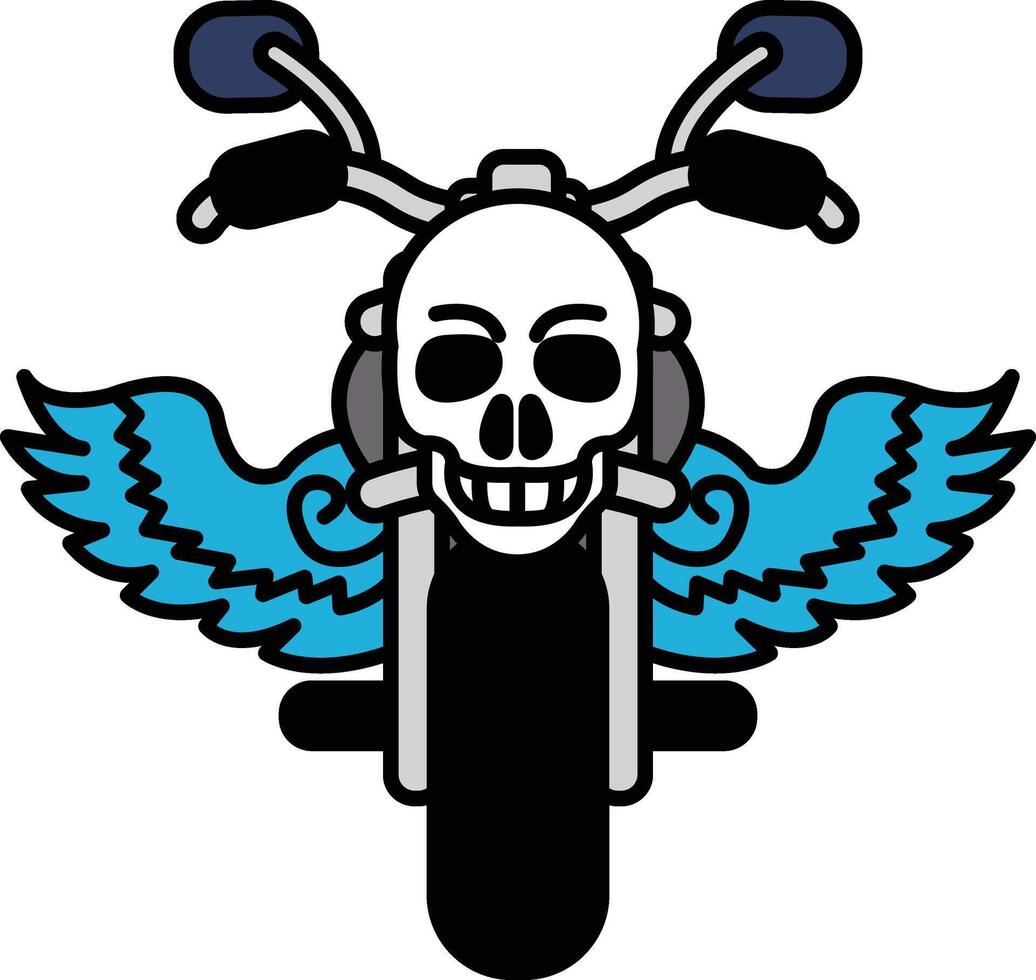 A motorcycle with a skull on it and wings vector