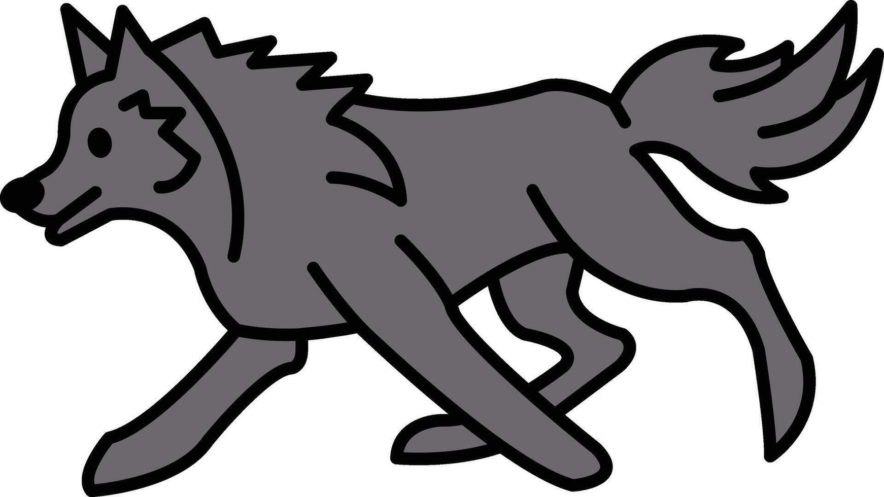 A grey wolf is running across a white background vector
